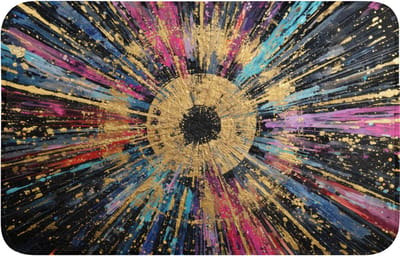 Badmat 80x50 cm - Antislip - Explosie - Goud - Kleurrijk - Abstract - Badmatten voor badkamer - Badkamermat - Douchemat - Badkamer mat