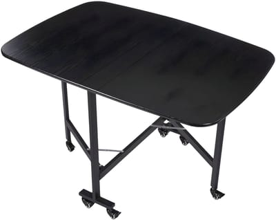 Vouwtafel – Voor multifunctioneel gebruik – Houten drie-delige tafel met wielen – Bruin