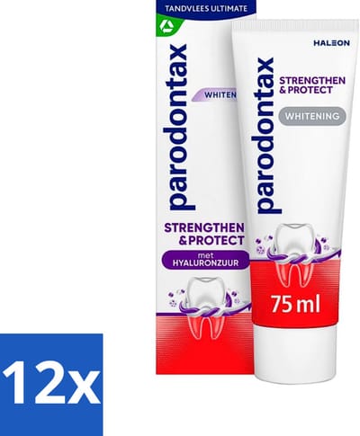 12 x Parodontax - Tandpasta - Strengthen & Protect - Whitening - 75 ml - Tandpasta - Tandvlees - Tanden - Tanden Verzorging - Tanden Witteren