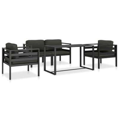 vidaXL - 5-delige - Loungeset - met - kussens - aluminium - antraciet