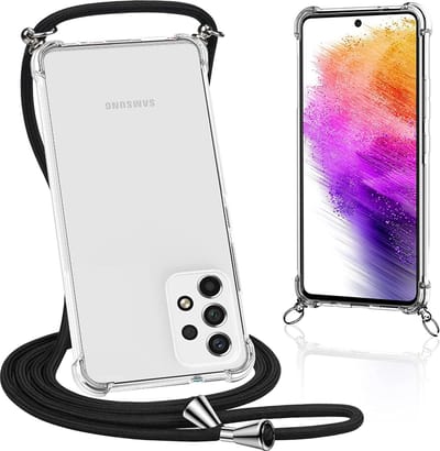 Hoesje met koord - ketting - Draagriem voor Schouder / Nek - touw - Hanger - Schouder tas - Geschikt voor: Samsung Galaxy A73 5G- transparant