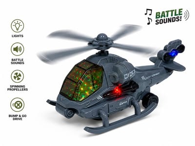SWAT CHOPPER - gevechtshelikopter met draaiende propellers en rijdt - geluid en licht (incl. batterijen)