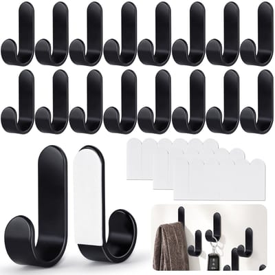 Dailygoods- Haak 18 Stuks - J-Vormige Antislip Wandhaak - Waterdicht - Zelfklevend - Sterk - Tot 5kg Belastbaar