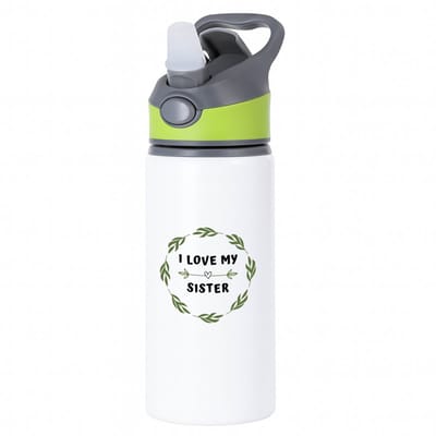 Hacebo® - I love my sister waterfles met rietje groen - Zus - liefste zus - verjaardag - cadeautje voor zus - zus artikelen - kado - geschenk - water fles - 650ML