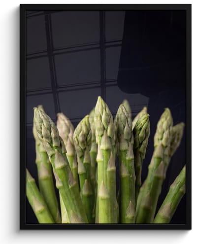 Poster in lijst - Fotolijst 60x80 cm - Posters - Asperges - Groen - Zwart - Posterlijst zwart - Decoratie - Wanddecoratie woonkamer - Muurdecoratie slaapkamer