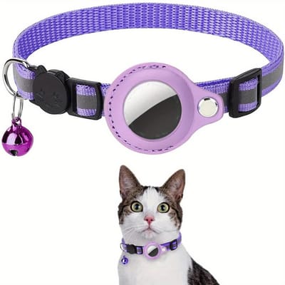 Cat AirTag houder halsband Breakaway reflecterende strips verstelbare kitten halsband waterdichte kattenbel halsband huisdier Air Tag case ONE SIZE