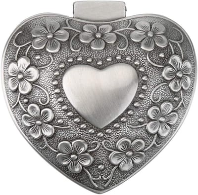 LISM-Metalen hartvormige sieradendoos met gegraveerd bloemenmotief Geschikt voor dames, een geschenkdoos Geschikt voor sieraden, Geschikt voor het opbergen van kettingen, oorbellen en ringen.