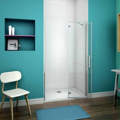 90x195cm, 6mm nano veiligheidsglas, vouwdeur douchedeur met een vastdeur