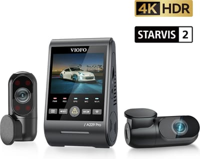 VIOFO A229 Pro 3CH - Dashcam - 4K Ultra HD Voorcamera + 2K Achtercamera + Interieurcamera - Sony STARVIS 2 - Nachtzicht - GPS - WiFi - 24/7 Parkeermodus