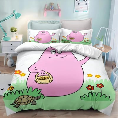 Nieuwe 3D Print Cartoon L-Les & B-Barbapapa Beddengoedset Dubbel Eenpersoons Kingsize Dekbedovertrek Dekbed Kussensloop Jongens Meisjes Volwassenen Slaapkamer EU Single 135x200cm