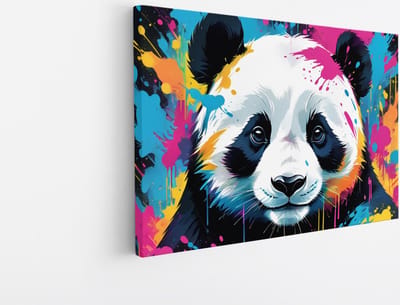 Saammp Canvas Schilderij - Pandabeer - Abstract - 45x30 - Foto op canvas - Wanddecoratie - Muurdecoratie Kinderkamer - Slaapkamer decoratie - Canvas Print