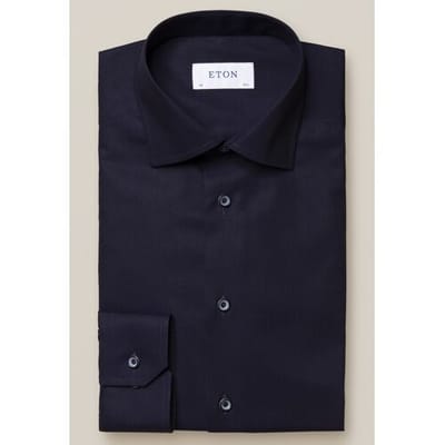 Eton Overhemd Fine Line Twill Dark Navy / male