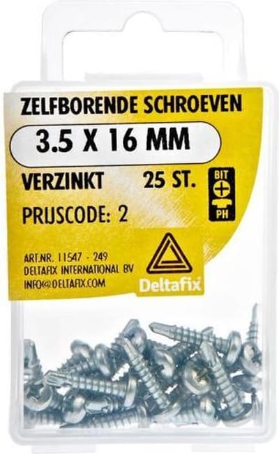 Schroeven zelfborend verzinkt 3.5x16mm 25st.