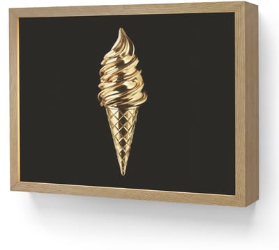 Wandlamp 40x30 cm - Oplaadbaar - Ijs - Goud - Zwart - Eten - Wandlampen binnen woonkamer - Slaapkamer lamp - Decoratieve nachtlamp - Vloerlamp draadloos