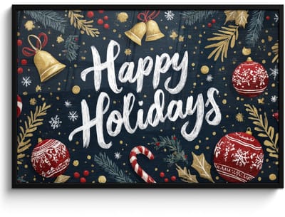 Poster in lijst - Fotolijst 120x80 cm - Posters - Feestelijk - Kerstgroet - Kleurrijk - Posterlijst zwart - Decoratie - Wanddecoratie woonkamer - Muurdecoratie slaapkamer - Kerstversiering - Kerstdecoratie voor binnen - Kerstmis