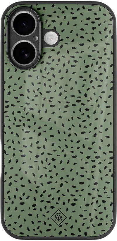 Casimoda® hoesje - Geschikt voor iPhone 17 - Green Confetti - Luxe Hard Case Zwart - Backcover telefoonhoesje - Groen