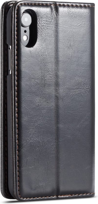 Caseme Kunstleer Wallet pasjeshouder hoesje geschikt voor iPhone XR case - zwart