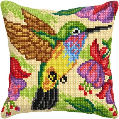 Kussen Kruissteek Kit - Borduurpakket - Ontspannen Hobby - Gedrukt Canvas - 40x40cm - Vogel Design