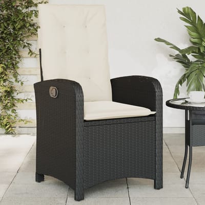 vidaXL - Tuinstoel - verstelbaar - met - kussens - poly - rattan - zwart