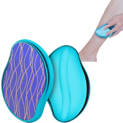 1 stuk - ABS Kristal Ontharingsapparaat - Pijnloze Exfoliatie, Herbruikbaar - Draagbaar Ontharingsapparaat - Ontharingsgum - 53-102 mm - geschikt voor Mannen en Vrouwen, Te Gebruiken op Rug, Armen en Benen - Blauw en Wit