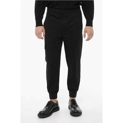 Skinny Fit Cargo-broek met trekkoord in de taille in zwart