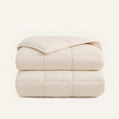 HappyBed Dekbed zonder overtrek 140x200 - 100% Katoen - Wasbaar Dekbed - Bedrukt dekbed zonder hoes - Hoesloos Dekbed - Eenpersoonsdekbed - Taupe