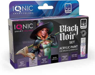 AMMO by Mig Jimenez Hobbyverf Acrylverf - MIG IO0502 Ionic Smart Colors - Zwart-Noir Kleurenset - Acryl Set 6x20ml Verf set - 6x 20 ml