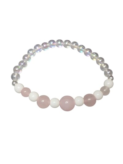 witte agaat met rozenkwarts armband