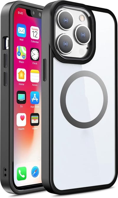 Hybrid Transparant TPU Hoesje - Camera Surround Case - Compatibel met MagSafe Geschikt voor: Apple iPhone 15 Pro Max - Zwart