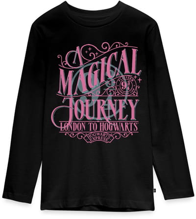 Harry Potter Perron 9 ¾ Ontwerp In Roze & Blauw Premium T-Shirt Tiener Lang