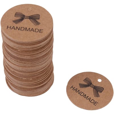 Étiquettes à suspendre marron faites à la main, 100 pièces, pour cadeaux de mariage, desserts, bijoux, prix, #5