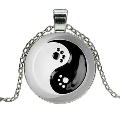 Fako Bijoux® - Ketting - Cabochon - Yin Yang - Pootjes Ring