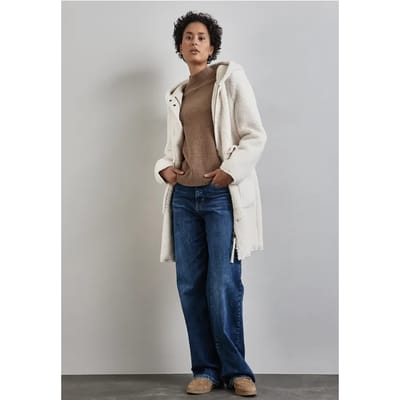 Street One doubleface teddy coat - Dames Jas - snow cream - Maat 44
