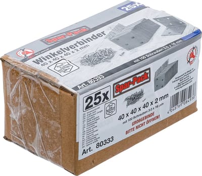 BGS Hoekverbinder - roestvrij - 40 x 40 x 40 mm - voordeelverpakking - 25 stuks