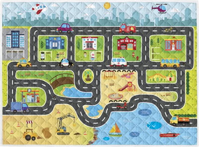 Brisby Zware Kwaliteit Speelkleed, Speelmat Anti slip en Wasbaar 150 x 200 cm. – Autobaan