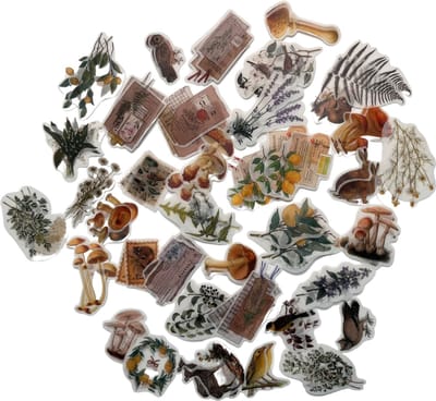 MGM Trading - 260-delige vintage scrapbooking set, decoratieve retro stickers en papier kit, DIY creatieve set voor fotoalbums, notitieboeken en dagboeken (thema: fantasie bos)