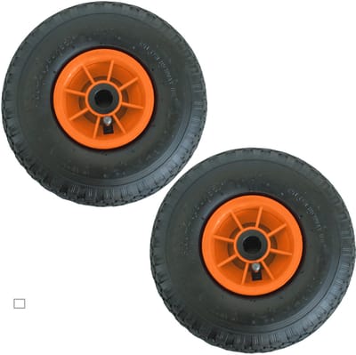2x steekwagenwiel Pneumatisch wiel 260x85 mm 3,00-4 75 mm gecentreerde naaf Ø 20 mm oranje robuust 4 PR stof