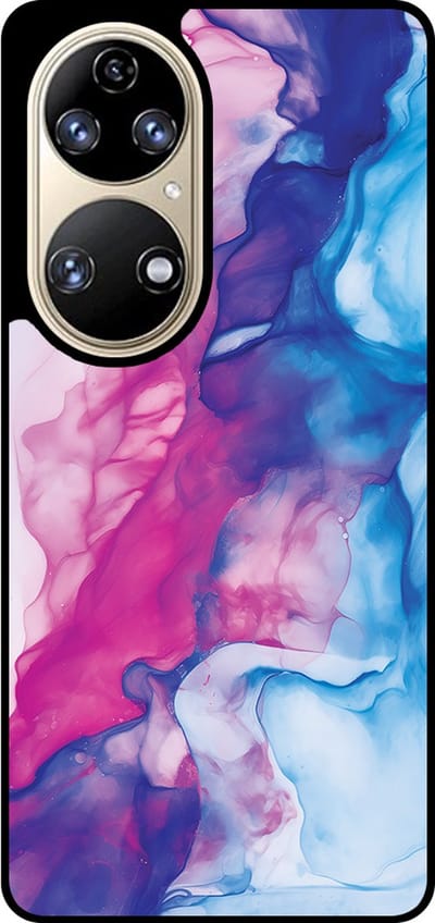 Smartphonica Telefoonhoesje Geschikt voor Huawei P50 met Roze Blauw Marmer Opdruk - TPU Backcover Case Rose Blue Marble Design geschikt voor Huawei P50