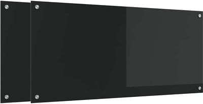 vidaXL - Keukenachterwand - 2 - pcs - Zwart - 110 - x - 50 - cm - gehard - glas