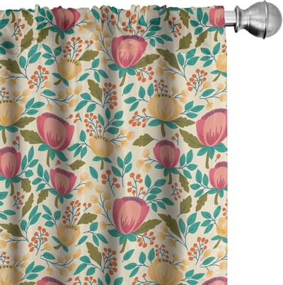 ABAKUHAUS – Bloemen Voorhangen, 2-delig, 75×175 cm