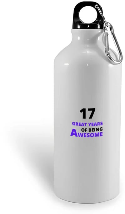 Hacebo® - 17 great years of being awesome waterfles - Hoera 17 jaar - iemand die 17 jaar is geworden - verjaardagscadeau - verjaardag - cadeau - kado - geschenk - gift - goeie jaren - water fles - 400ML