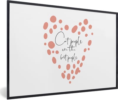Fotolijst incl. Poster - Spreuken - Katten - Cat people are the best people - Quotes - 60x40 cm - Posterlijst