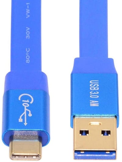 Store_7 - USB C Flat Cable - 10Gbps Dataoverdracht - 15W Snelladen - 1.64FT - USB 3.0 Male naar USB C Male - Geschikt voor snelle gegevensoverdrach...