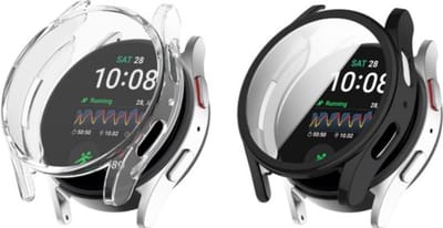 Strap-it TPU case – Transparant & Zwart beschermhoesje geschikt voor Samsung Galaxy Watch 4 40mm / Galaxy Watch FE – schokbestendig & doorzichtig design