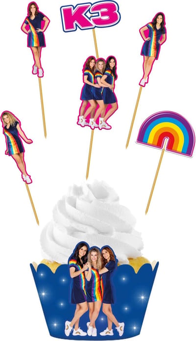 K3 Cup Cake Decoratie set - 12delig - Cadeauversiering - Meerkleurig