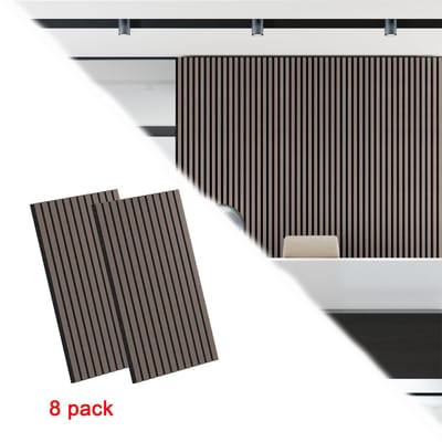 Houten Akoestische Panelen 120×60 cm Walnoot Bruin – Akoestisch Wand- en Plafondpaneel – Geluidsabsorptie – Set van 8