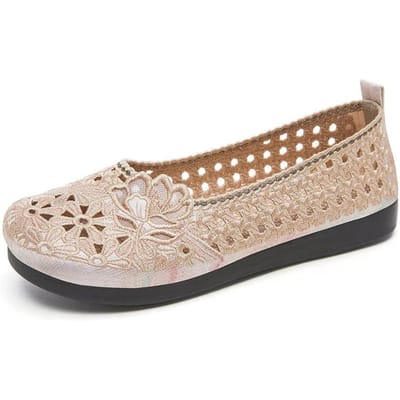 Dames platte schoenen, gebreid hol bovenwerk, elegante en comfortabele damesschoenen, platte werkschoenen voor dames zapatos de mujer 36 beige