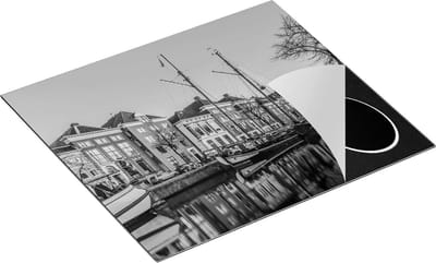 Chefcare Inductie Beschermer Groningen Hoge der A Haven - Zwart Wit - 60x50 cm - Afdekplaat Inductie - Kookplaat Beschermer - Inductie Mat