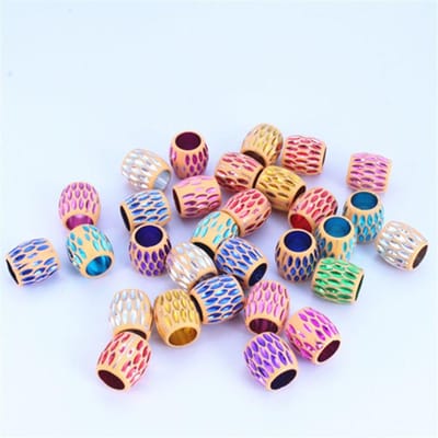 30 stuks/set Grote Geplastificeerde Gat Barrel Kralen Meerkleurige Charms Dreadlocks Losse Kralen Vintage Hip-hop Haalvlecht Buizen beige