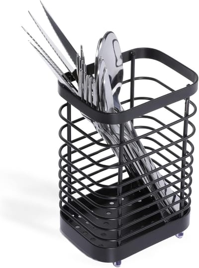 Bestekmand - Keukengereihouder - Keuken Organiseren - Roestvrij staal 304 - 10 x 75 x 15 cm - Zwart